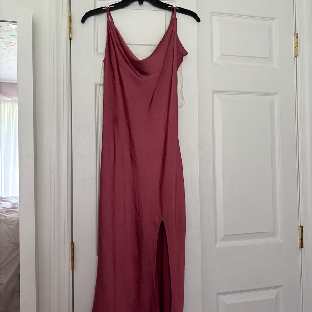 Elegant Pink slip Maxi Dress with slit